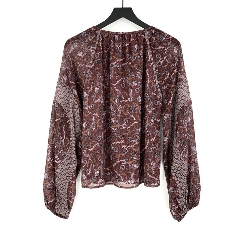 EVEREVE Cleo Floral Blouse Maroon Purple L - Picture 9 of 9